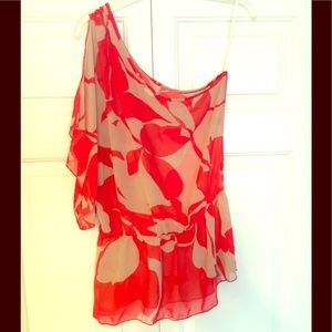 One shoulder sheer blouse